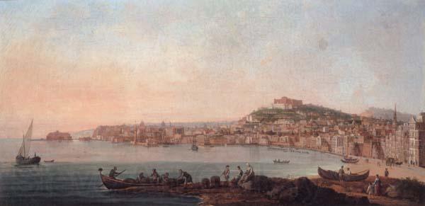 unknow artist Naples,a view of the bay from the marinella looking towards the molo and the castel dell ovo
